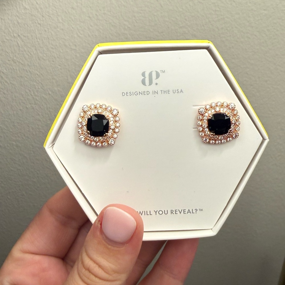 BP NWT Elegant Black and Gold Stud Earrings